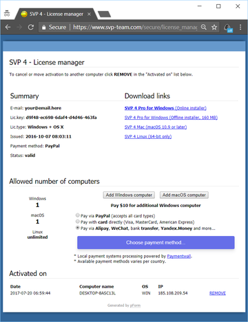 Svp license key